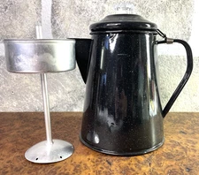 GSI Outdoors Percolator Coffee Pot Black Speckled Enamelware Camping Cabin RV
