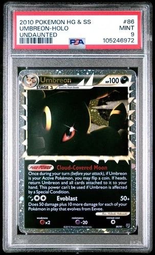 2010 POKEMON HEARTGOLD & SOULSILVER UNDAUNTED #86 UMBREON-HOLO PSA 9