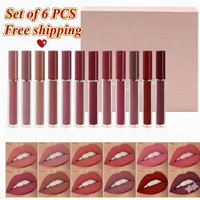 6Pcs Set Lip Gloss Lipstick Matte Velvet Waterproof Long Lasting Makeup Set Gift