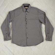Vintage Italia Geometric Print Button Down Shirt Brown Beige XL