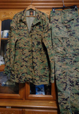 USMC MARPAT Uniform WOODLAND Combat Shirt  Pants in size LARGE LONG  FADED