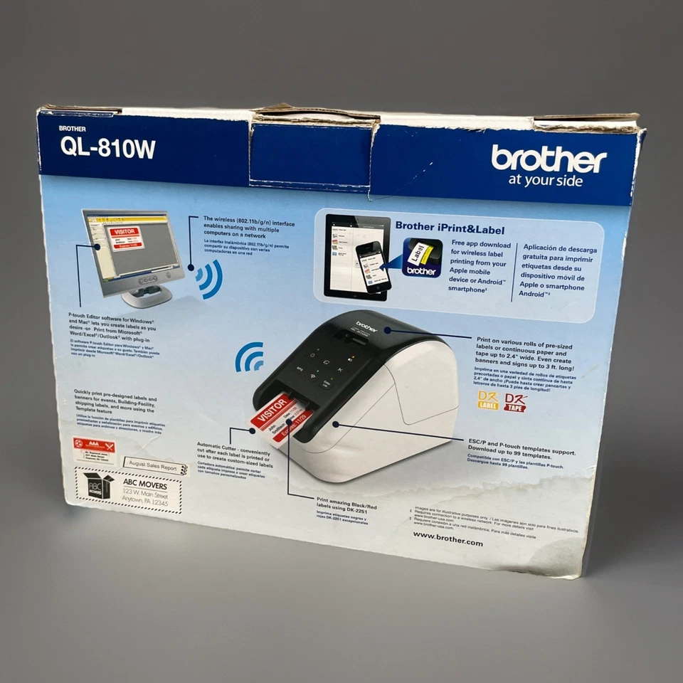 Brother QL-800 Label Printer High-Speed Thermal Black/Red P-Touch USB w/Cables - Image 4 of 4