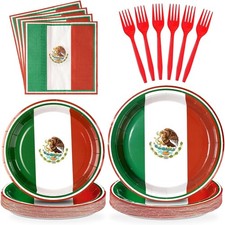 96Pcs Mexico Flag Birthday Party Supplies Mexican Flag Party Mexico Flag Kit