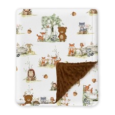 Woodland Animals Baby Blankets, Minky Blanket for Boys Girls with Double Laye...