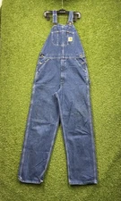 Vintage Carhartt Overalls Mens 34x34 R07 DST Denim Bib Jean Workwear Farm