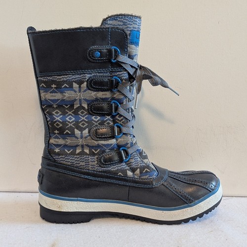 UGG AUSTRALIA BARONESS Blue Nordic BOOTS Winter Flannel Lined Like Excel Used