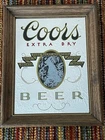 Vintage Coors Beer Extra Dry Wood Framed Mirror Sign Bar Advertising Man Cave