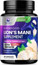 Lions Mane Supplement Capsules 10,000mg, Premium Lions Mane Mushroom for Support