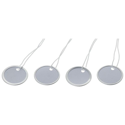 Silver Key Tags White Round Paper Tags for Car Keys Metal Rim Tags Luggage - Picture 10 of 11
