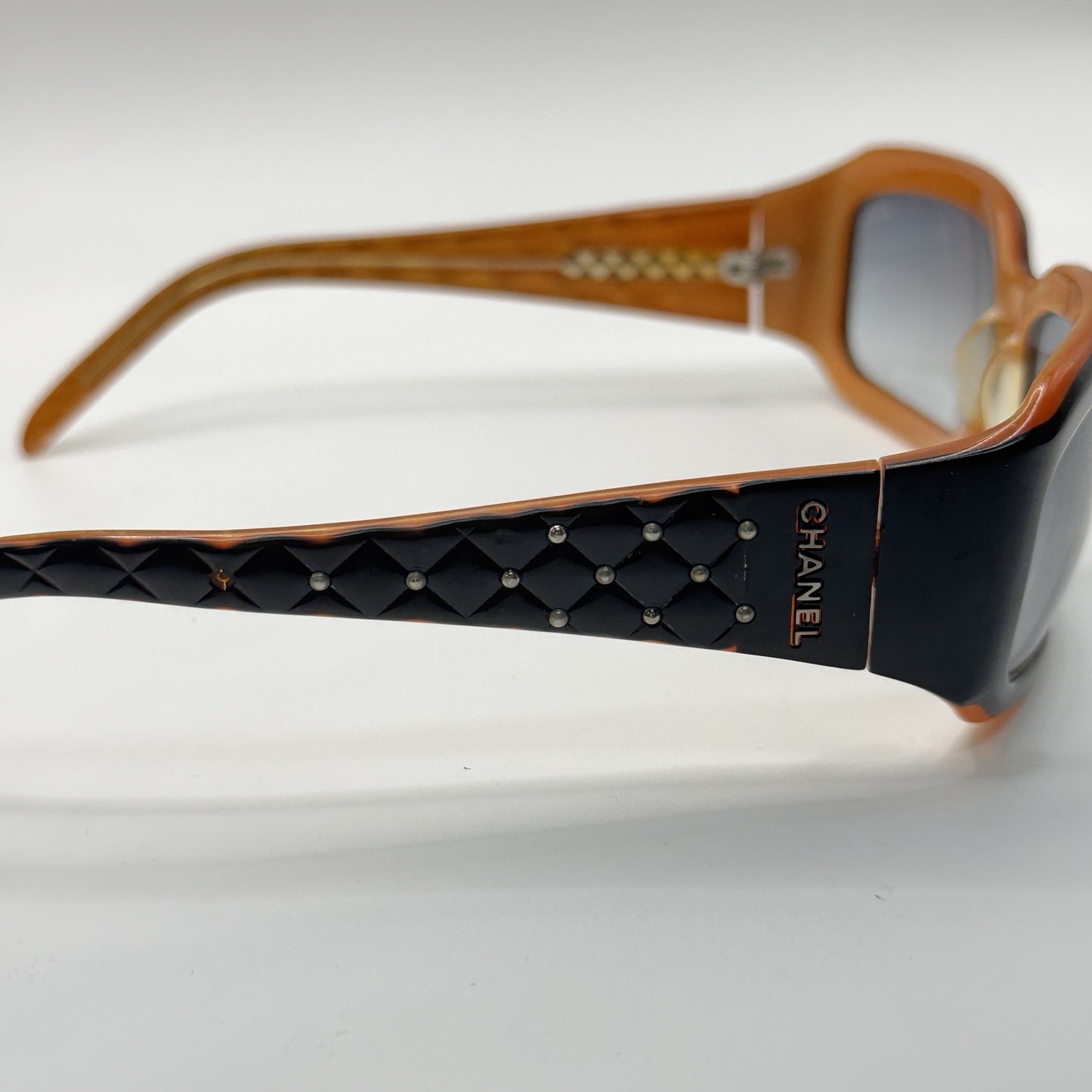 Authentic CHANEL Quilted Stud Rectangular Sunglas… - image 6