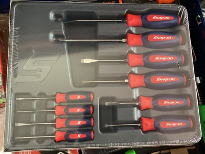 #ad Snap on Tools New 10 pc Red White Blue Screwdriver set Shdx6040am Free Beanie $350.00