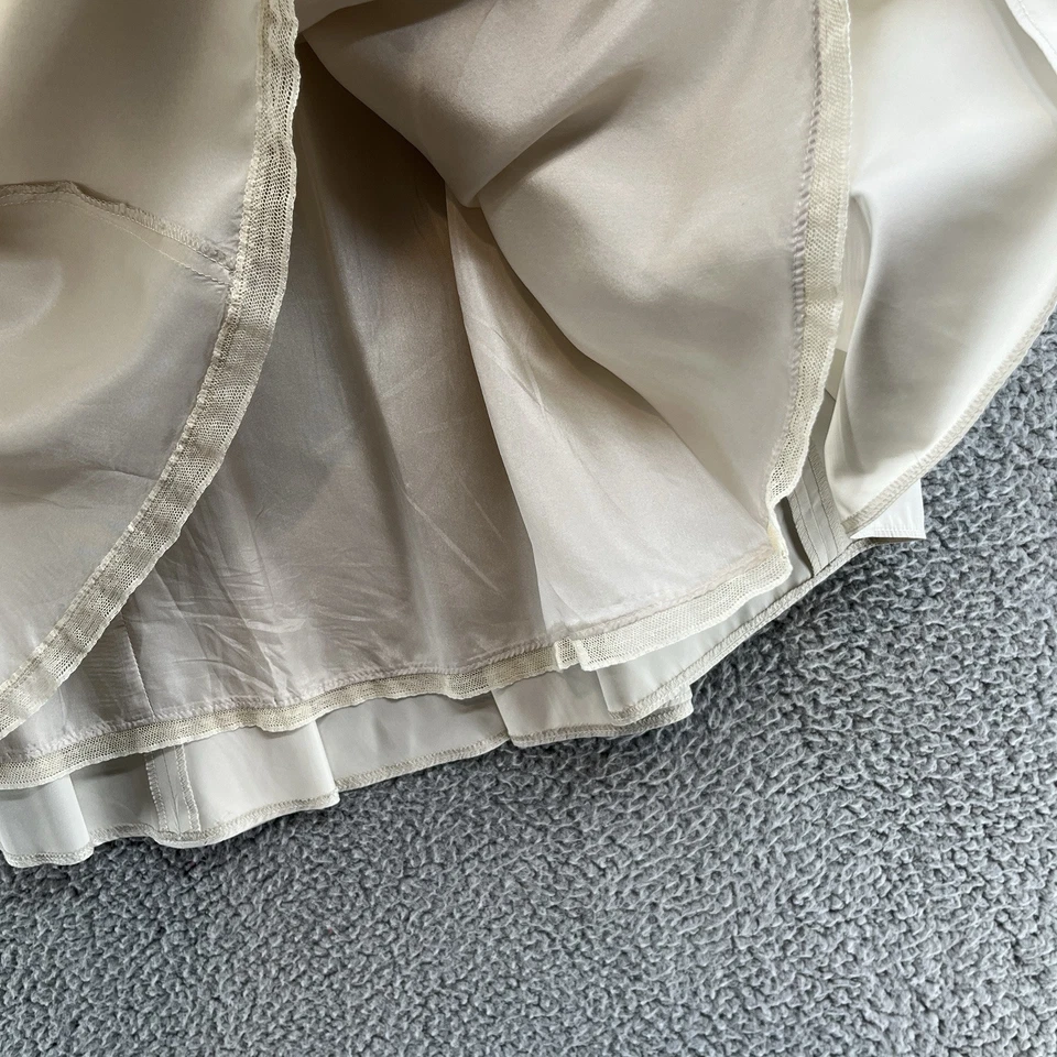 Falda Lida Baday Mujer 4 Beige Plisada Acampanada Hasta la Rodilla Bolsillos Negocios Carrera Foto 4 de 4