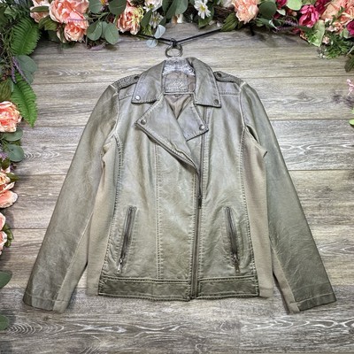 SEBBY COLLECTION Women's Faux Leather Jacket size Large Brown NEW Motorcycle