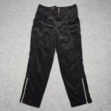Anthropologie Pilcro Pants Womens 31 Black Corduroy Cargo Ankle Zip Stretch