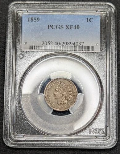 1859 Indian Cent Penny Copper-Nickel PCGS XF40 EF40