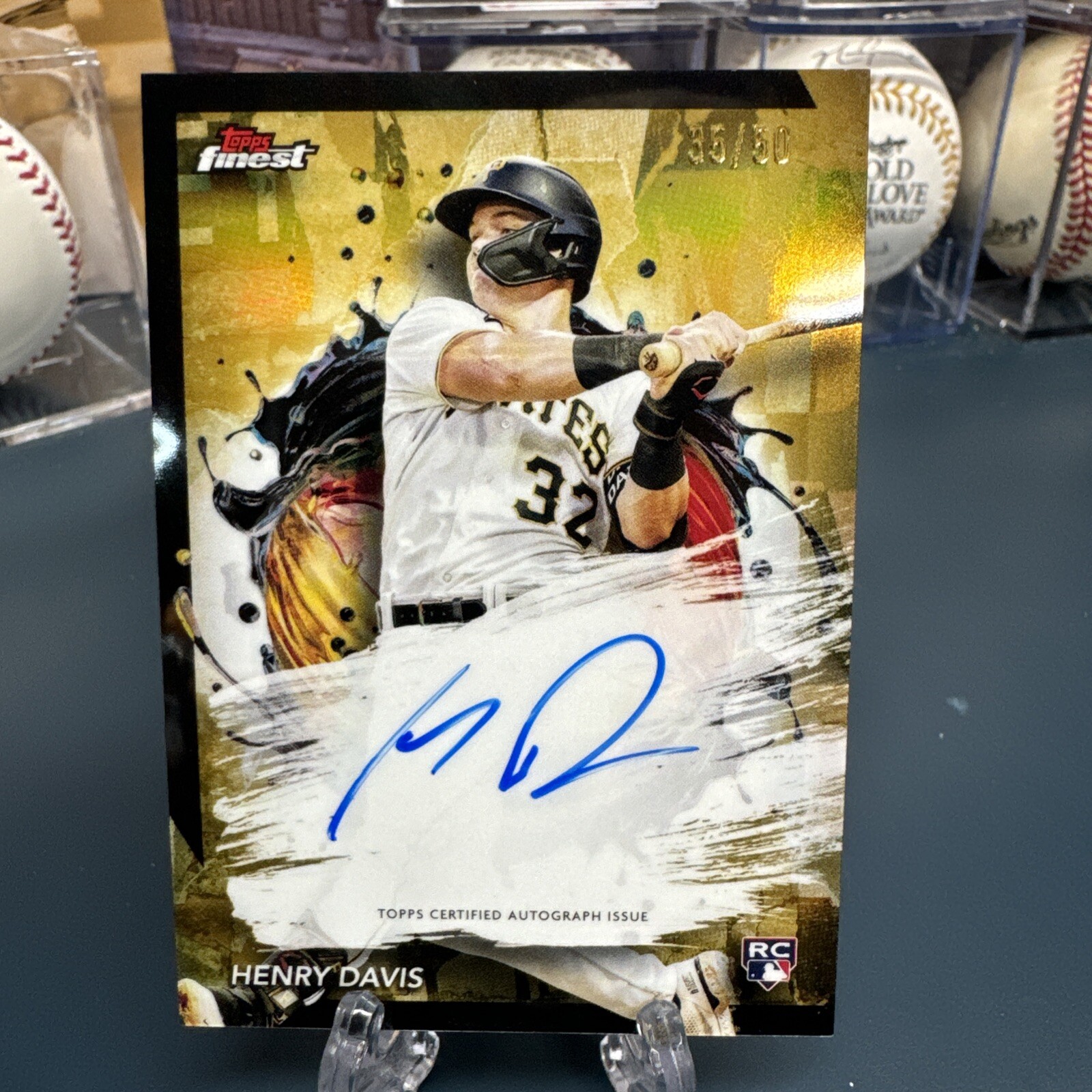 Henry Davis 2024 Topps Finest #FAHD Gold Finest Auto Card /50