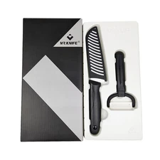 Ceramic Knife Set for Kitchen 5" Knife + Cover + Peeler Black Handle Sharp Blade