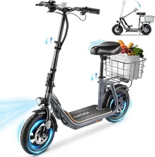 Adult Electric Scooter With Seat 1200W Long Range Commuter Folding E-Scooter #