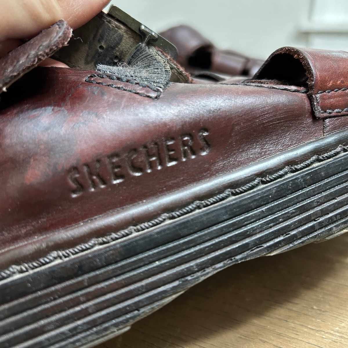 Skechers Jammers Platform Sandals Mens 13 Brown Leather Chunky Sole Vintage Y2K Skechers Vintage Fisherman Jammers Y2K Sandals Men main image 3