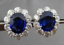 ANTIQUE LARGE 13.36CT DIAMOND & SAPPHIRE PLATINUM OVAL CLIP ON EARRINGS E/F VVS