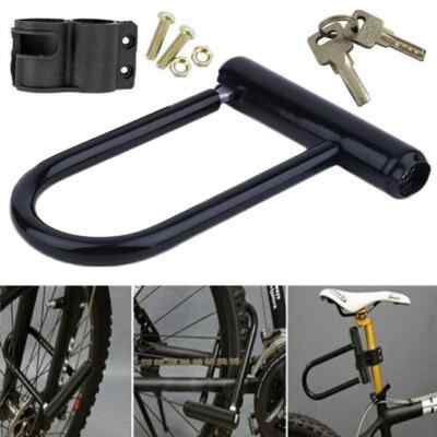   Heavy Duty Bicycle U-lock Steel Bike Lock Anti Theft w/ 2 keys Black Lock  