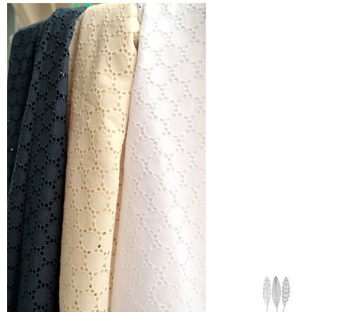 Broderie Anglaise tessuto pizzo occhielli cotone 54"(137cm)-Da cantiere yh1521 - Foto 3 di 6