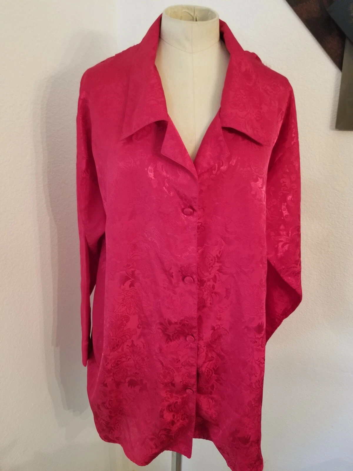 UNDERCOVER Camicia Victorias Secret taglia S abito floreale setoso maniche lunghe con bottoni rosa donna