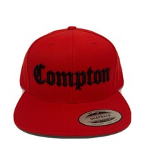 Compton Classic Snapback Cap Hat 3D Embroidery Yupoong Adjustable Red
