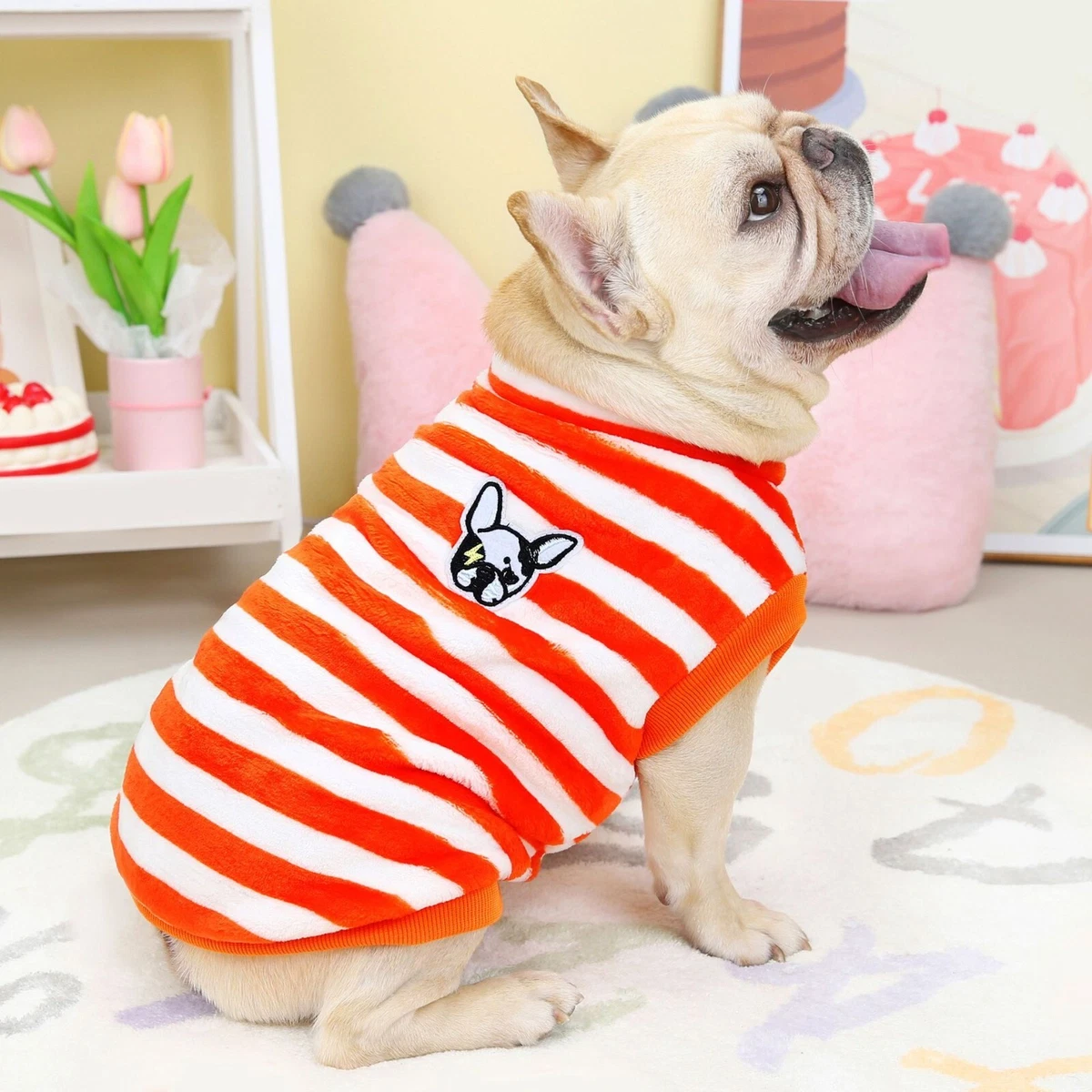 Dog Sweatshirt Puppy Fleece Hoodie Dog Sweater Bulldog Jumper Dog Clothing  S M L | eBay
