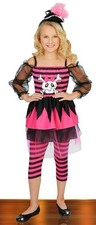 Girls Pink Skull Pirate Costume Punky Punk Fancy Dress Hat Child Kids L Large