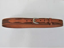 10571TN Solid leather basket weave ranger belt, 1½" width, Tan color