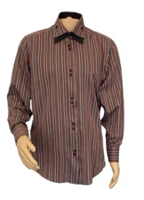 Pascal Morabito Men's Striped Long Sleeve Dress Shirt Button Down L