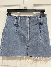 Vintage Denim Mini Skirt Zip Front Size 7