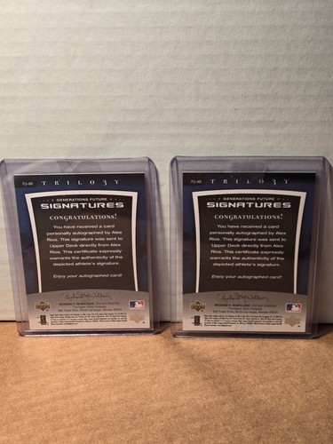 2005 Upper Deck Trilogy Generations Future Gold Signatures /15 Alex Rios Auto - Picture 2 of 2
