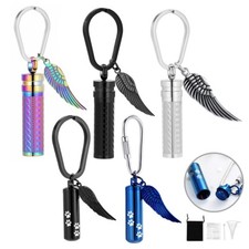 Cylinder Cremation Jewelry Urn Keychain Human Pet Ashes Angel Wing Urn Keyring