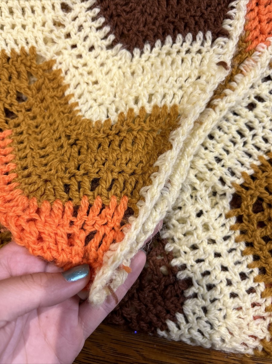 Vintage Handmade 70s 80s Crochet Throw Blanket 60” X 62” | eBay