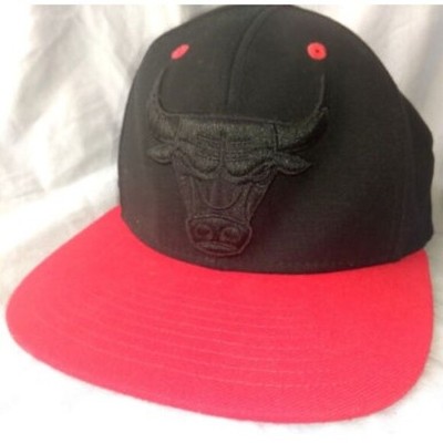 black and red bulls hat