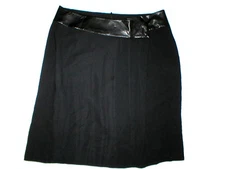 NWT New Mynt 1792 High End Plus Womens 16W 16 W Black Skirt Faux Leather Trim 