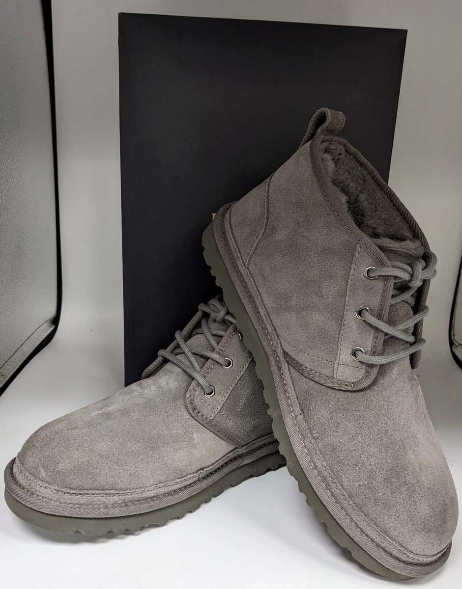 UGG Neumel Men s Leather Sheepskin Chukka Boot Shoes Charcoal