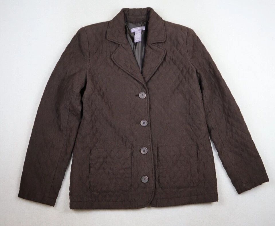 LAURA SCOTT - WOMEN'S BROWN SOFT QUILTED MICROFIBER JACKET - SIZE S - Image 2 of 4