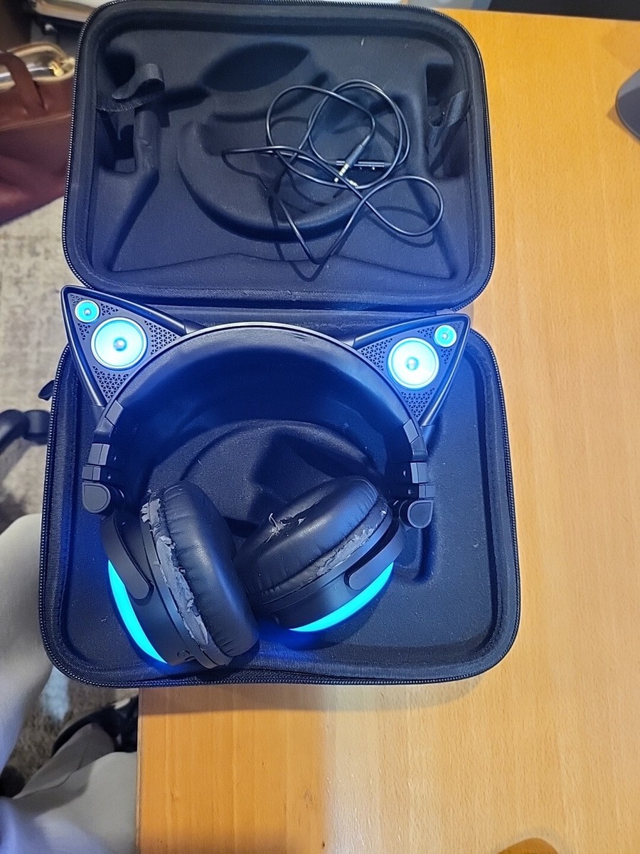 Brookstone Cat Ear Headphones With Blue LED Lights and Brookstone Cat Ear Headphones With Blue LED Lights and