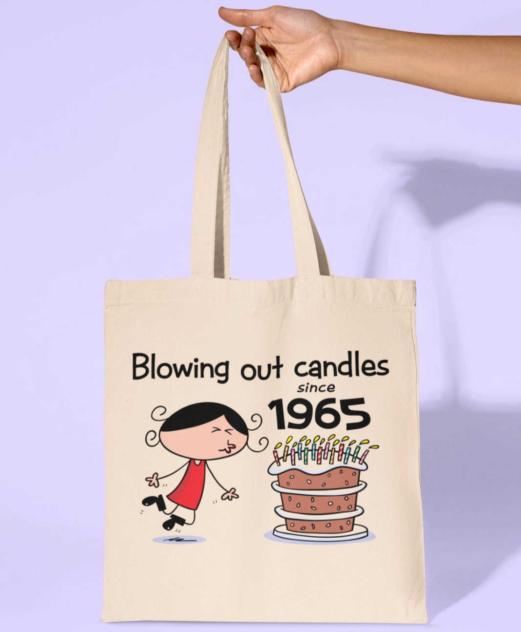 Blowing Out Candles Since 1965 60th Birthday Tote Shopping Personalized Tote Bag