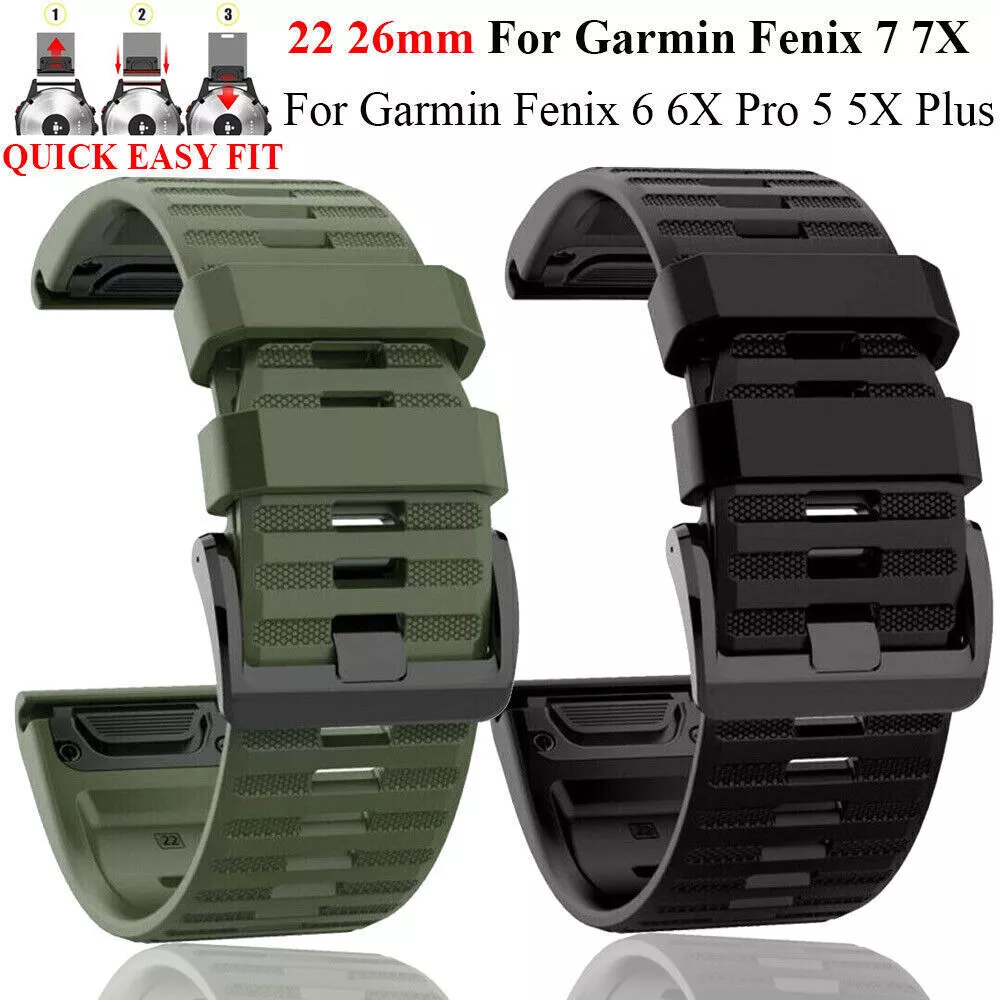 22 26mm Bracelet en silicone pour Garmin Fenix 7x 7 6x 6 Pro Fenix 5x 5 Plus  Forerunner 945 Bracelet Bracelet Quick Release Bracelet-army Green