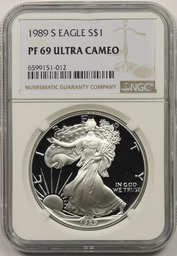 1989-S Silver Eagle Dollar $1 NGC PF 69 Ultra Cameo 1 oz Fine Silver