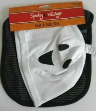 HALLOWEEN Costume Spooky Village Baby Ghost Hat and "Hey Boo" Bib Set