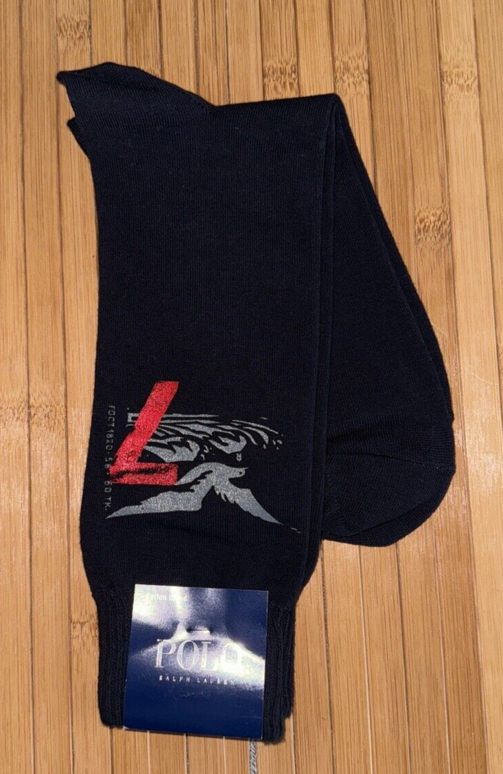 PONY Calze girocollo uomo Ralph Lauren polo misto cotone 1 paio taglia 10 13 blu navy