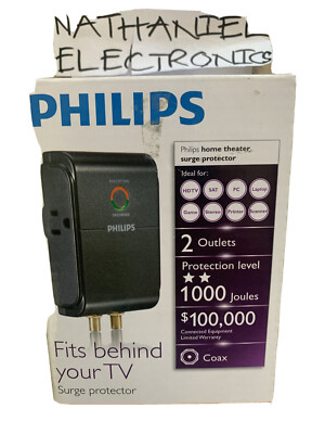 Philips SPP5025A/17 Home Theater Surge Protector with 2 Outlets and 1000J Wall T