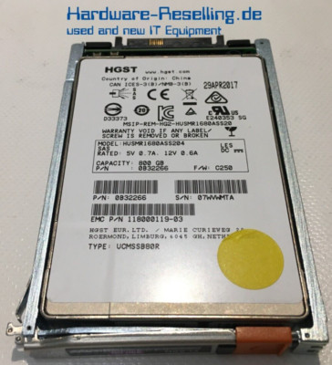 EMC HGST 800GB SSD SAS 2,5" 12Gbps 118000119-03 0B32266 5051682 ...