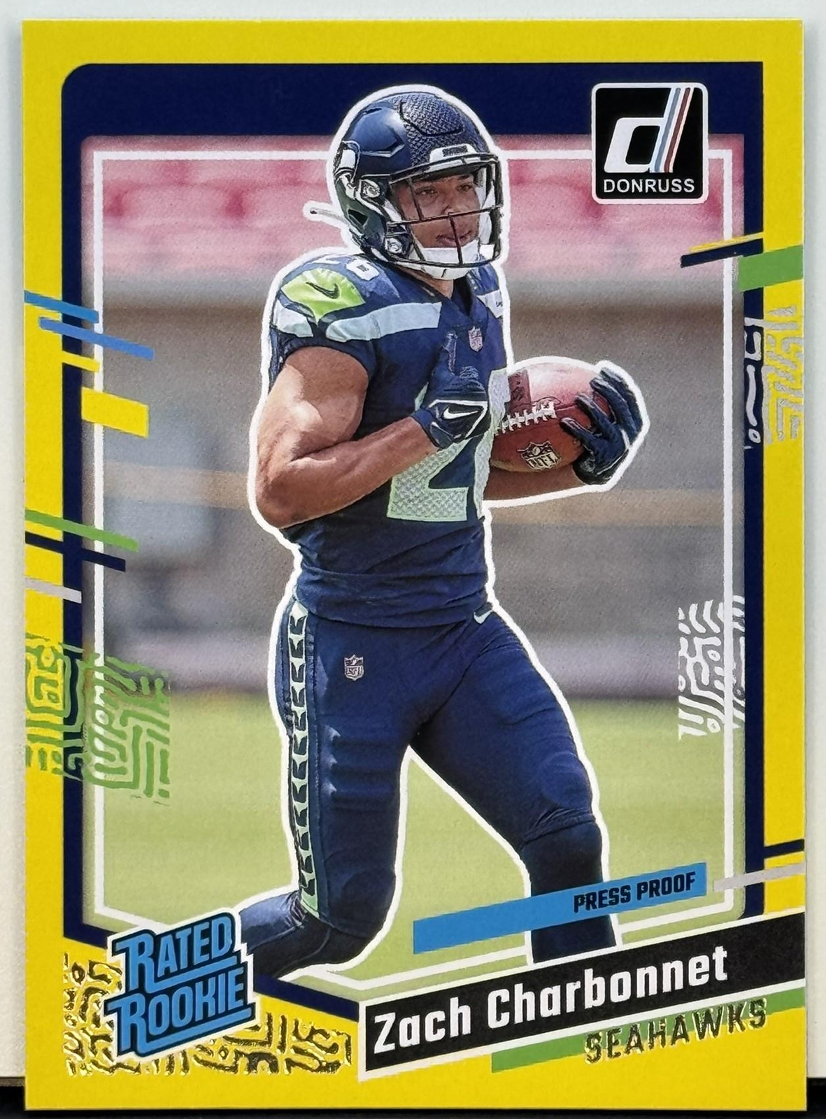 2023 Panini Donruss #392 Zach Charbonnet Press Proof Yellow RC