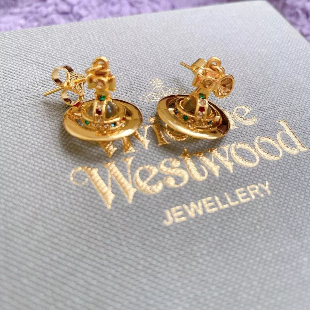 New Vivienne Westwood petite orb gold color Earrings extremely rare Japan